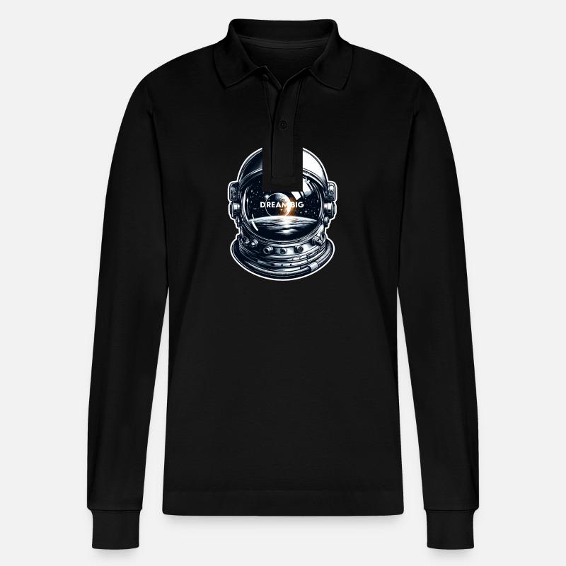 Dream Big - Astronaut Illustration - Stanley/Stella Unisex Bio-Langarm-Poloshirt Prepster - Schwarz