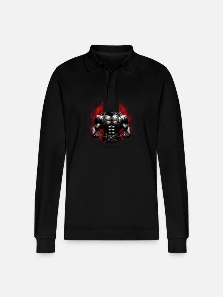 Bodybuilding extrem Motivation Skull Sixpack - Stanley/Stella Unisex Bio-Langarm-Poloshirt Prepster - Schwarz