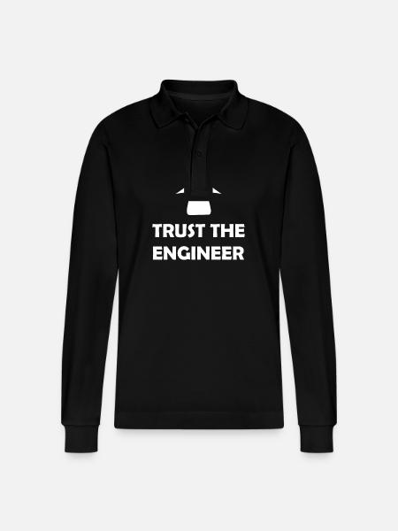 Trust the Engineer - Stanley/Stella Organic Unisex Long-Sleeved Polo Shirt Prepster - black