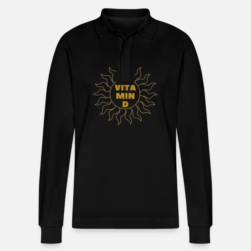 Vitamin D Sonne Grunge - Stanley/Stella Unisex Bio-Langarm-Poloshirt Prepster - Schwarz
