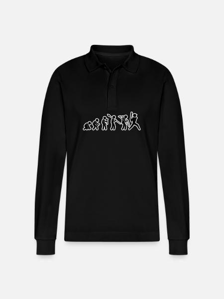 Evolution Baseball Player Black Grunge - Stanley/Stella Organic Unisex Long-Sleeved Polo Shirt Prepster - black
