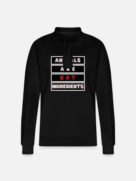 Animals Are Not Ingredients Grunge - Stanley/Stella Organic Unisex Long-Sleeved Polo Shirt Prepster - black
