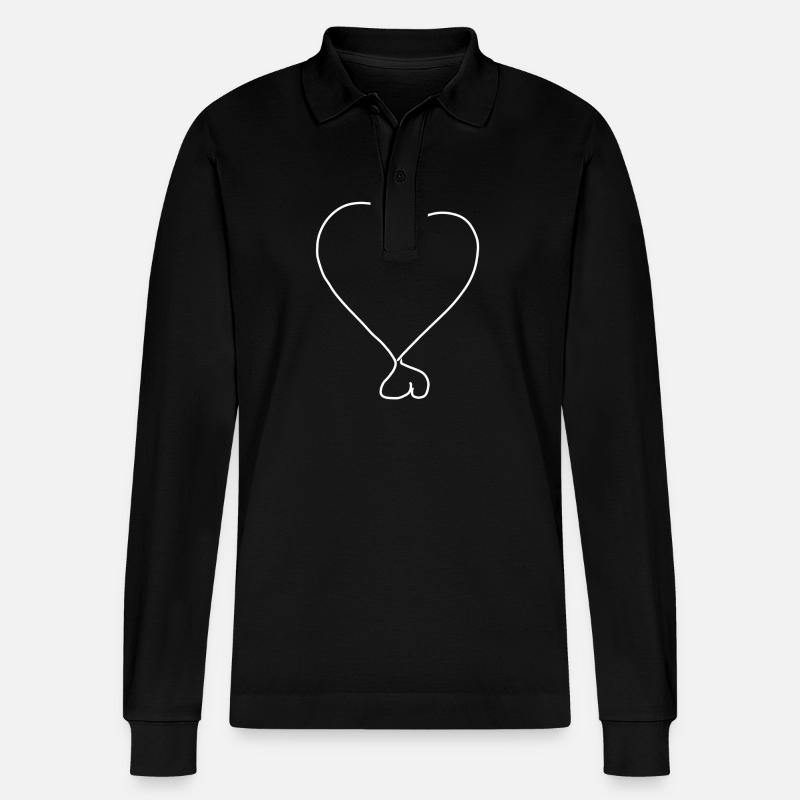 zwei Herzen Herz - Stanley/Stella Unisex Bio-Langarm-Poloshirt Prepster - Schwarz