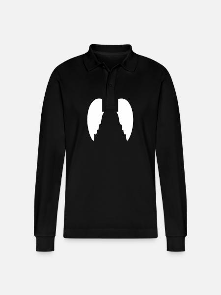 wings, flying, symbol, angel - Stanley/Stella Organic Unisex Long-Sleeved Polo Shirt Prepster - black
