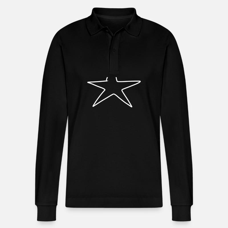 Modèle de symbole d’étoile - Polo à manches longues bio PREPSTER Stanley/Stella Unisexe - noir