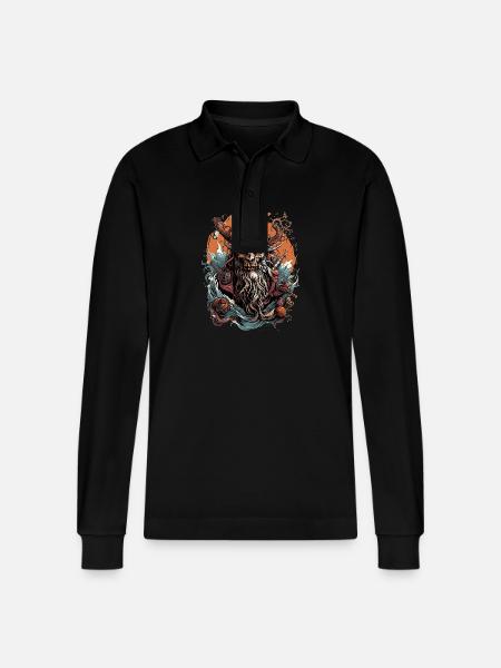 Forgotten Demon World - Stanley/Stella Organic Unisex Long-Sleeved Polo Shirt Prepster - black