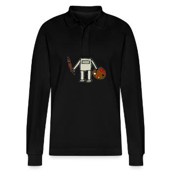 Maler Künstler Roboter Kinder kreativ - Stanley/Stella Unisex Bio-Langarm-Poloshirt Prepster - Schwarz - Vorne - Anna (173cm) & Nico (186cm)