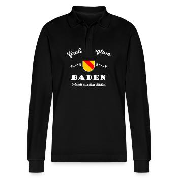 Lustige badische Sprüche Badnerland - Stanley/Stella Unisex Bio-Langarm-Poloshirt Prepster - Schwarz - Vorne - Anna (173cm) & Nico (186cm)