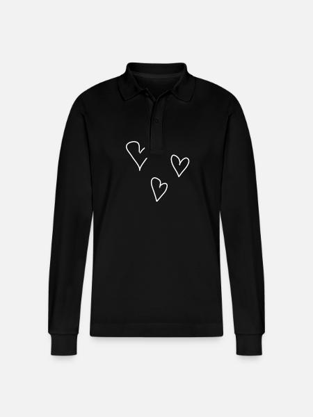 three hearts love symbol - Stanley/Stella Organic Unisex Long-Sleeved Polo Shirt Prepster - black