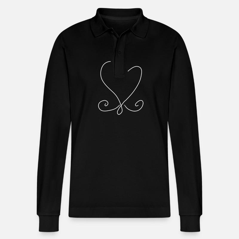 Symbol Heart Pattern - Stanley/Stella Organic Unisex Long-Sleeved Polo Shirt Prepster - black