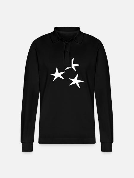 Star pattern icon - Stanley/Stella Organic Unisex Long-Sleeved Polo Shirt Prepster - black