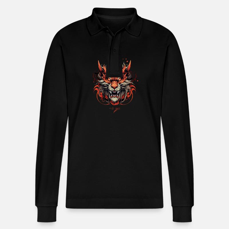 Dunkle Fantasie enthüllt - Stanley/Stella Unisex Bio-Langarm-Poloshirt Prepster - Schwarz