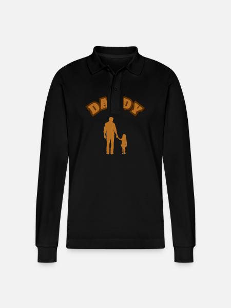 Daddy Daughter Kid Brown - Stanley/Stella Organic Unisex Long-Sleeved Polo Shirt Prepster - black