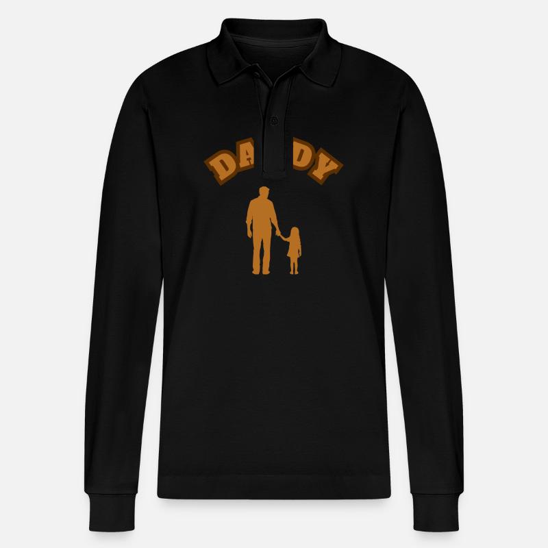 Daddy Daughter Kid Brown - Stanley/Stella Unisex Bio-Langarm-Poloshirt Prepster - Schwarz