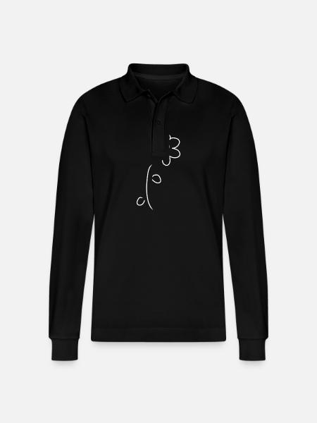 Blume Symbol Pflanze - Stanley/Stella Unisex Bio-Langarm-Poloshirt Prepster - Schwarz