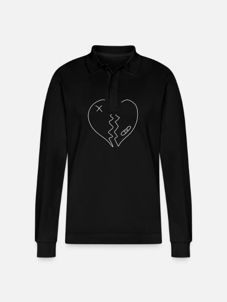 Heart Broken Scars - Stanley/Stella Organic Unisex Long-Sleeved Polo Shirt Prepster - black