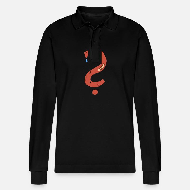 Fragezeichen Narben traurig pflaster - Stanley/Stella Unisex Bio-Langarm-Poloshirt Prepster - Schwarz