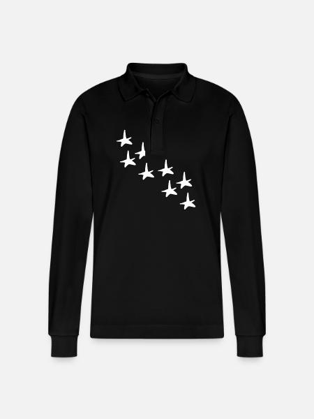 Stars Star Pattern Shapes Icon - Stanley/Stella Organic Unisex Long-Sleeved Polo Shirt Prepster - black