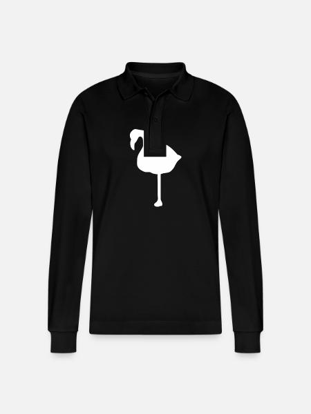 Flamingo Symbol Animal - Stanley/Stella Organic Unisex Long-Sleeved Polo Shirt Prepster - black