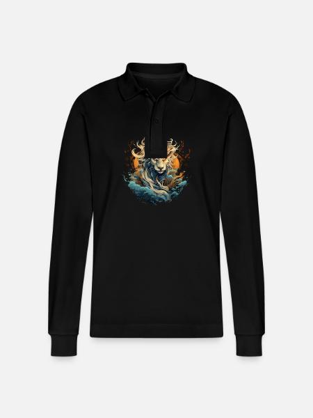 Löwengöttergeist - Stanley/Stella Unisex Bio-Langarm-Poloshirt Prepster - Schwarz