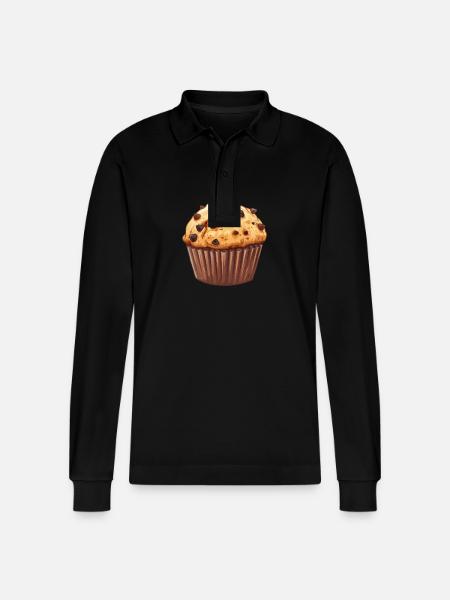 Delicious Chocolate Chips Muffin - Stanley/Stella Organic Unisex Long-Sleeved Polo Shirt Prepster - black