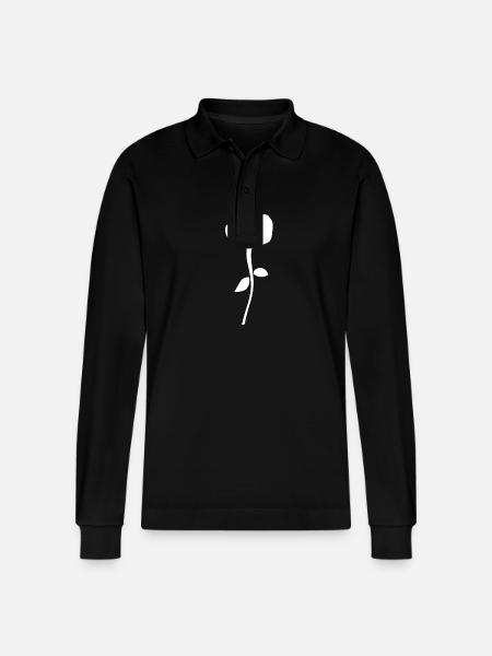 Plant Flower Rose Symbol - Stanley/Stella Organic Unisex Long-Sleeved Polo Shirt Prepster - black