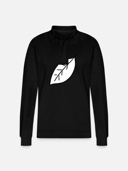 leaf icon shape leaves nature - Stanley/Stella Organic Unisex Long-Sleeved Polo Shirt Prepster - black