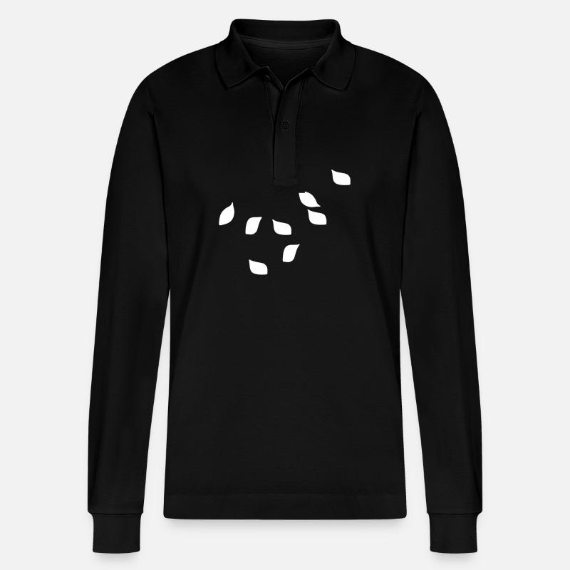 leaves leaf pattern plants nature - Stanley/Stella Organic Unisex Long-Sleeved Polo Shirt Prepster - black