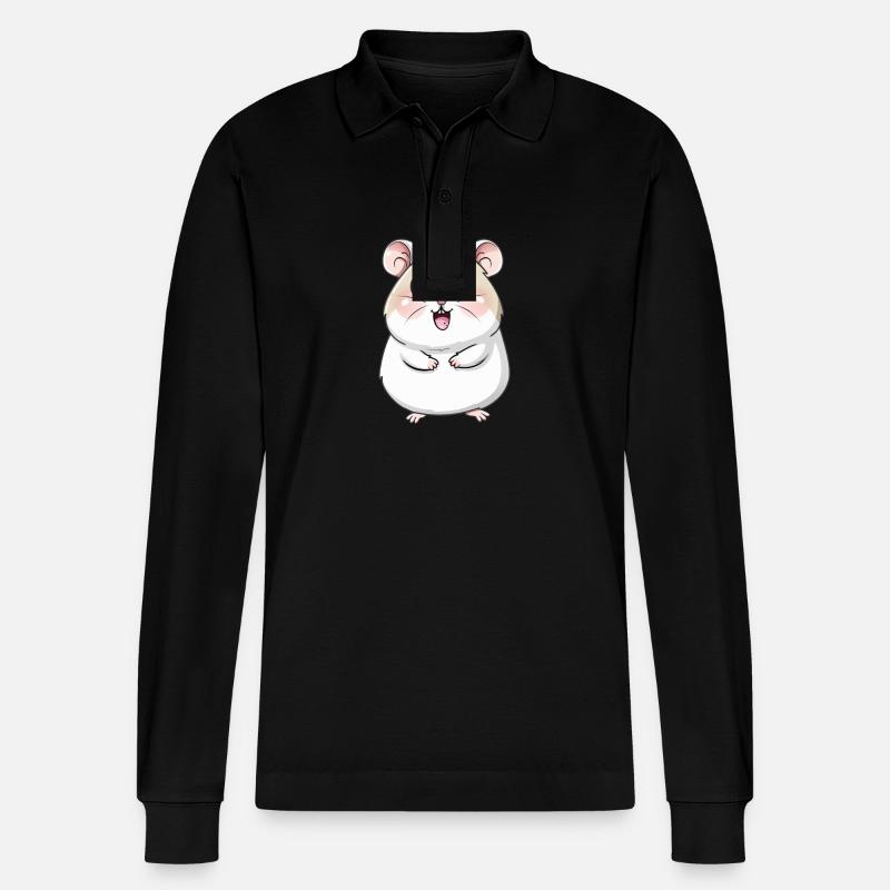 Niedlicher Hamster Zeichentrickfigur - Stanley/Stella Unisex Bio-Langarm-Poloshirt Prepster - Schwarz