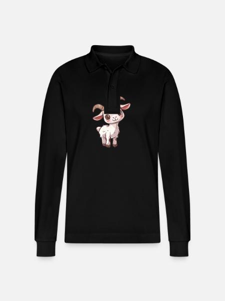Sød baby ged med store øjne - Stanley/Stella Prepster økologisk unisex langærmet poloshirt - sort