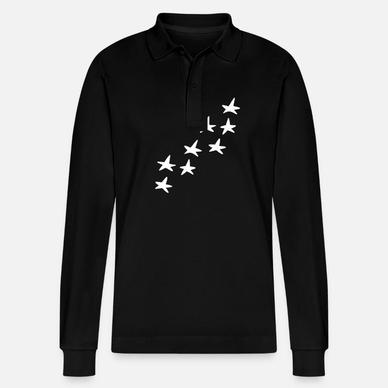 Star Pattern Shape Star Symbol - Stanley/Stella Organic Unisex Long-Sleeved Polo Shirt Prepster - black