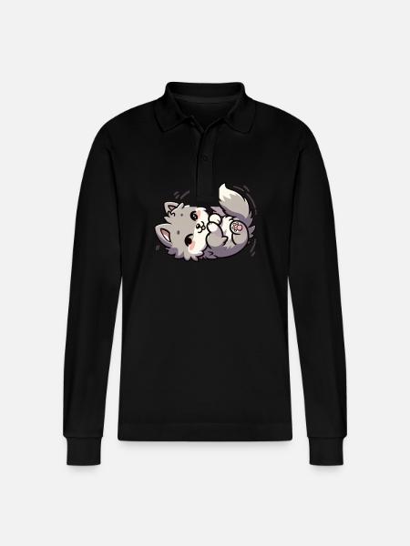 Cute little wolf - Stanley/Stella Organic Unisex Long-Sleeved Polo Shirt Prepster - black