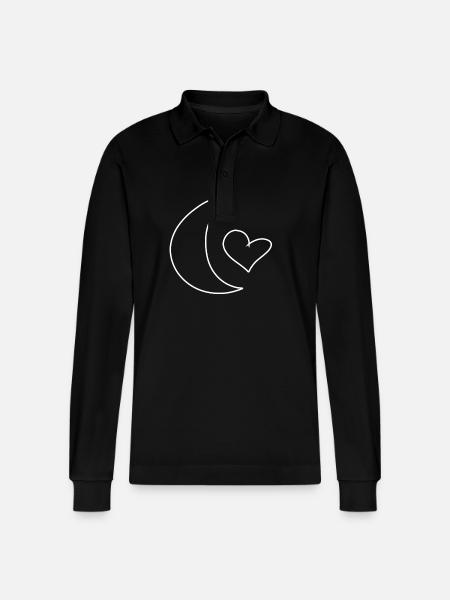 moon symbol shape heart - Stanley/Stella Organic Unisex Long-Sleeved Polo Shirt Prepster - black