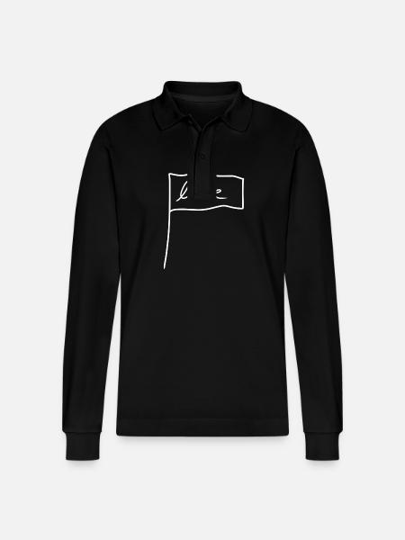 Flag Symbol Shape Love - Stanley/Stella Organic Unisex Long-Sleeved Polo Shirt Prepster - black