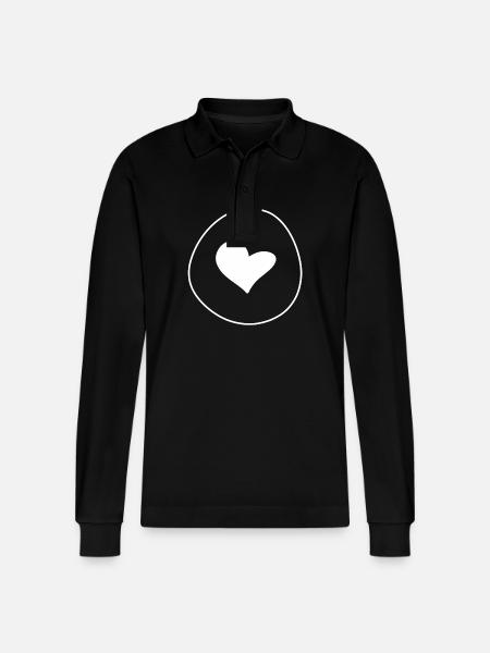 Heart Shape Circle Symbol - Stanley/Stella Organic Unisex Long-Sleeved Polo Shirt Prepster - black