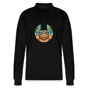 Bigfoot Lustige Cartoon Sommer Strand Sonnenbrille Cool - Stanley/Stella Unisex Bio-Langarm-Poloshirt Prepster - Schwarz - Vorne - Anna (173cm) & Nico (186cm)