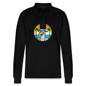 Gans Lustige Cartoon Sommer Strand Sonnenbrille Cool - Stanley/Stella Unisex Bio-Langarm-Poloshirt Prepster - Schwarz - Vorne - Anna (173cm) & Nico (186cm)