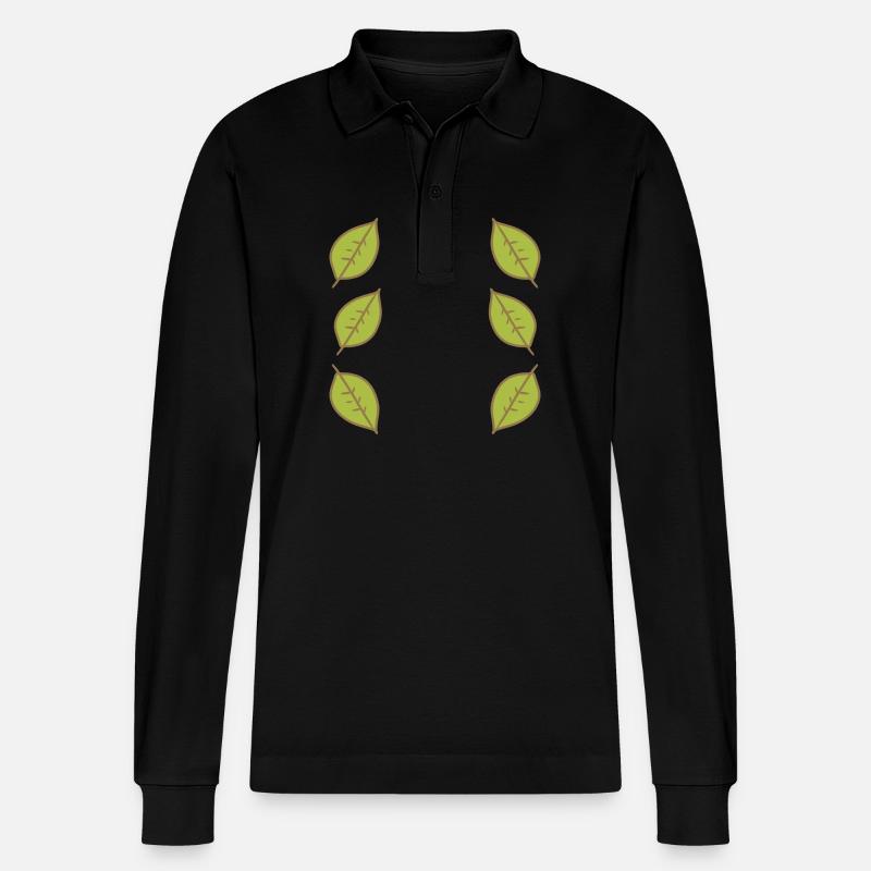 Pattern Leaf Leaves Frame Nature - Stanley/Stella Organic Unisex Long-Sleeved Polo Shirt Prepster - black