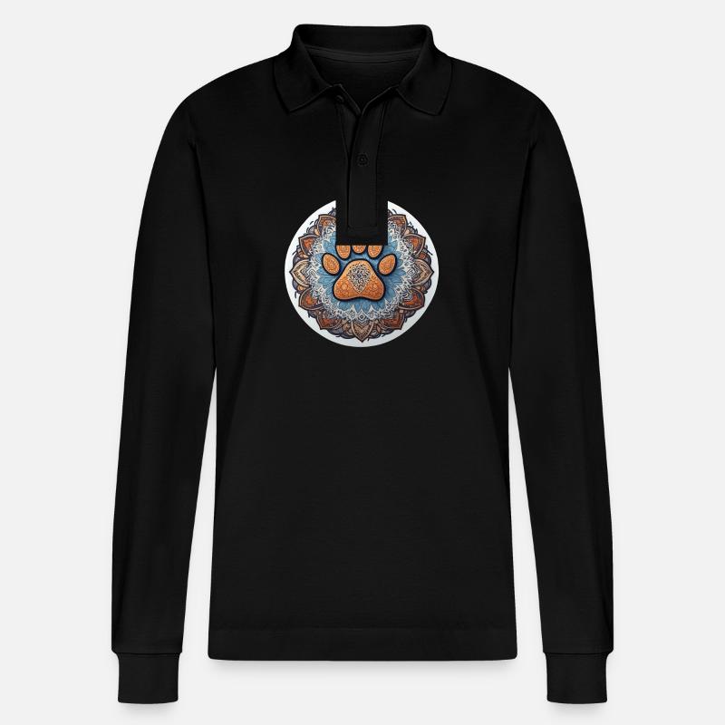 Mandala d’empreinte de chien - Polo à manches longues bio PREPSTER Stanley/Stella Unisexe - noir