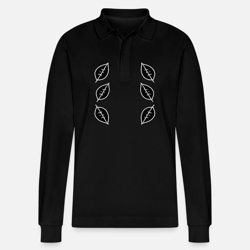 Pattern Leaf Leaves Frame Nature - Stanley/Stella Organic Unisex Long-Sleeved Polo Shirt Prepster - black