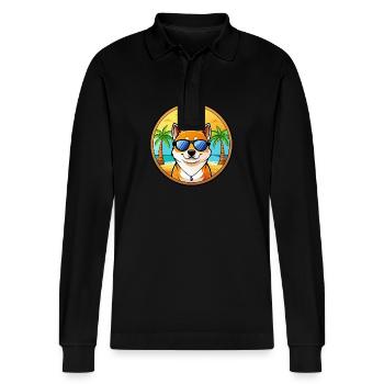 Shih Poo Hunderasse Cartoon Sonnenbrille Strand - Stanley/Stella Unisex Bio-Langarm-Poloshirt Prepster - Schwarz - Vorne - Anna (173cm) & Nico (186cm)