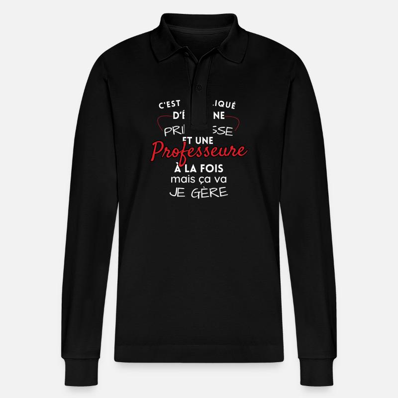Princesse et Professeure, je gère! - Polo à manches longues bio PREPSTER Stanley/Stella Unisexe - noir