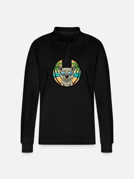 Pumi Hundras Tecknad Solglasögon Beach - Ekologisk långärmad pikétröja Prepster unisex från Stanley/Stella - svart