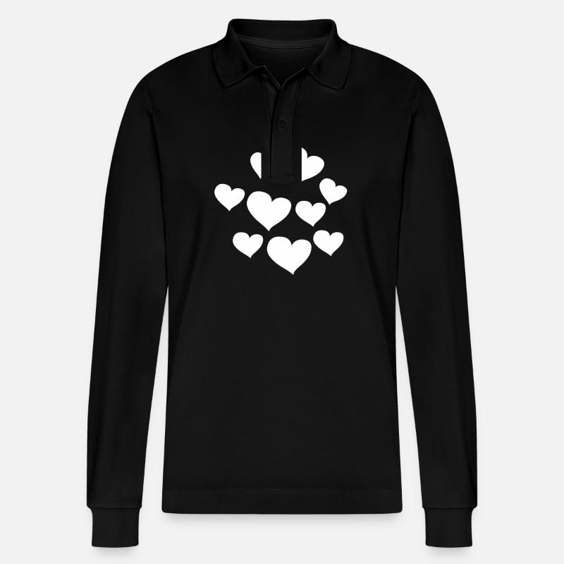 herz muster herzen symbol liebe - Stanley/Stella Unisex Bio-Langarm-Poloshirt Prepster - Schwarz