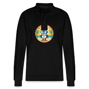 Elster Lustige Cartoon Sommer Strand Sonnenbrille - Stanley/Stella Unisex Bio-Langarm-Poloshirt Prepster - Schwarz - Vorne - Anna (173cm) & Nico (186cm)