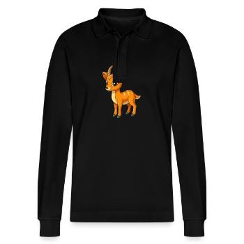 Antilope Mignon Mascotte Personnage De Dessin Animé Kawaii - Polo à manches longues bio PREPSTER Stanley/Stella Unisexe - noir - Devant - Anna (173cm) & Nico (186cm)