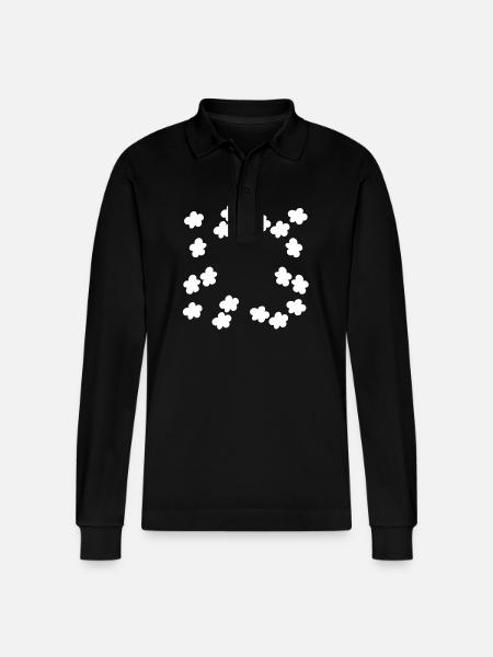 Flowers Blossom Plant Frame Shape - Stanley/Stella Organic Unisex Long-Sleeved Polo Shirt Prepster - black