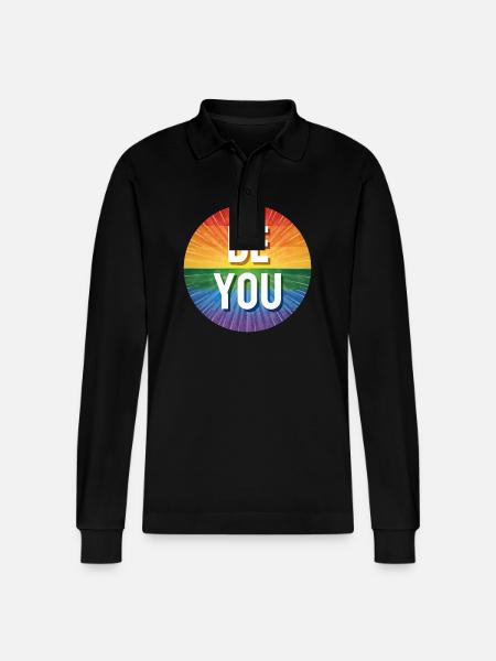 LGBTQ Be You - Stanley/Stella Organic Unisex Long-Sleeved Polo Shirt Prepster - black