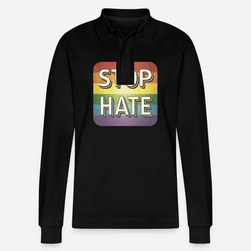 LGBTQ Stop Hate - Stanley/Stella Organic Unisex Long-Sleeved Polo Shirt Prepster - black