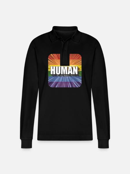 LGBTQ Human - Stanley/Stella Organic Unisex Long-Sleeved Polo Shirt Prepster - black